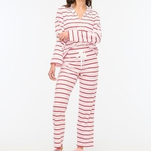 J. Crew Factory Striped Knit Pajama Set Warm Pink Classic Red Medium Petite